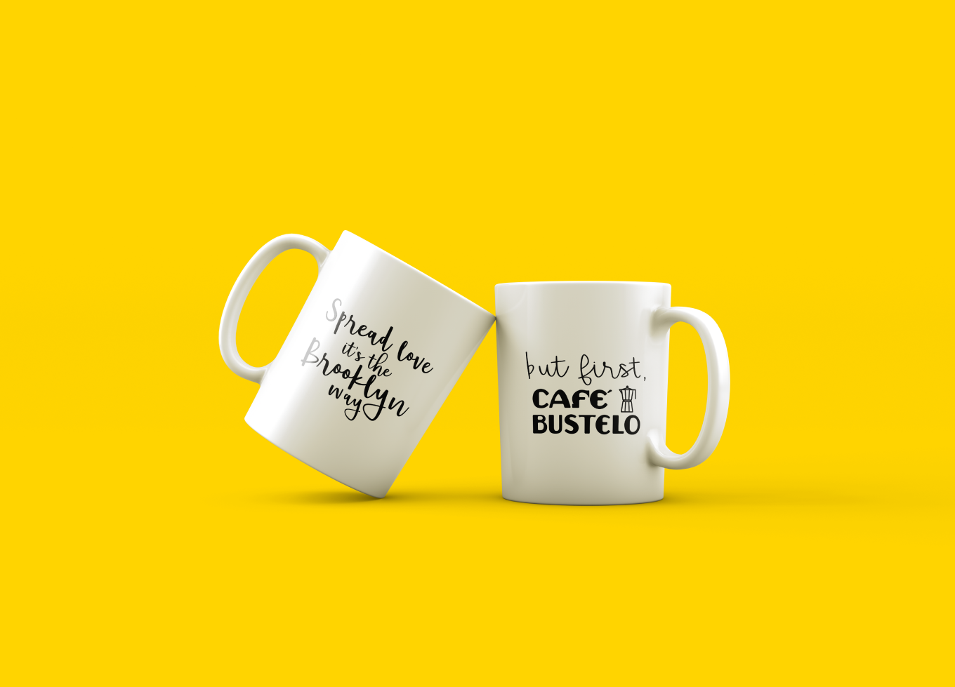 mugs with typography